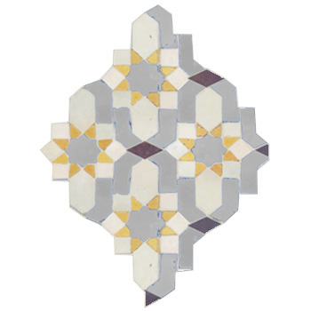 Mosaic House Moroccan tile Dazzle 1-25-18-9 White Light Gray Yellow Purple  zellige, mosaic, zellij, field, pattern, glaze 